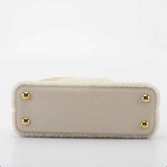 Louis Vuitton White Shearling BB Capucines Bag - Picture 5 of 14